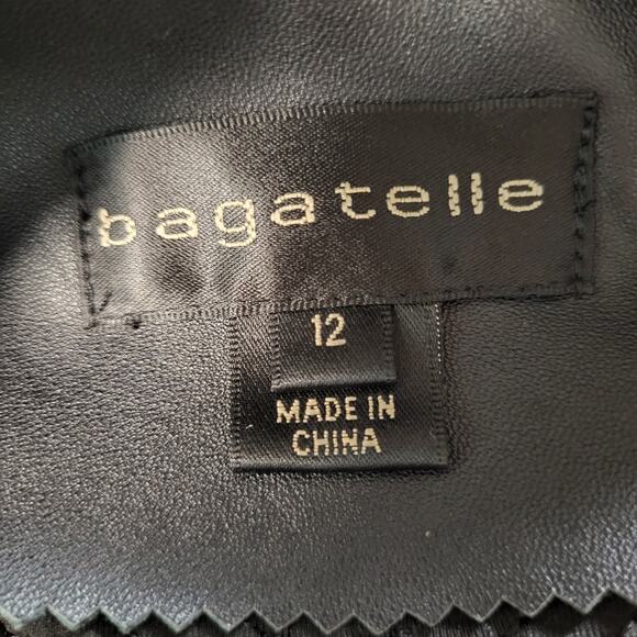 Bagatelle NYC Stretch Black & White Striped Cropped Leather Jacket Size 12 - Picture 9 of 12